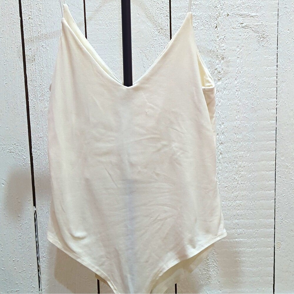Gaze Women’s White Solid One Piece Bodysuit Size S Regular Fit